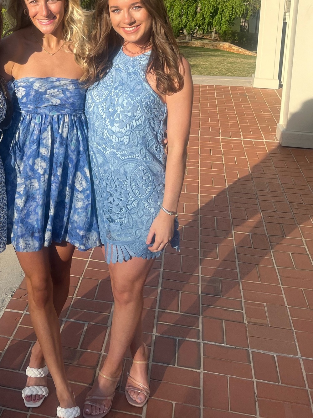 Lovers and Friends Light Blue Lace Halter Mini Dress - Women's